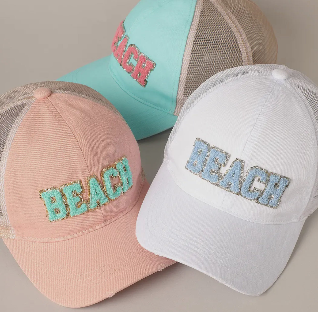 "Beach" Chenille Letter Cap