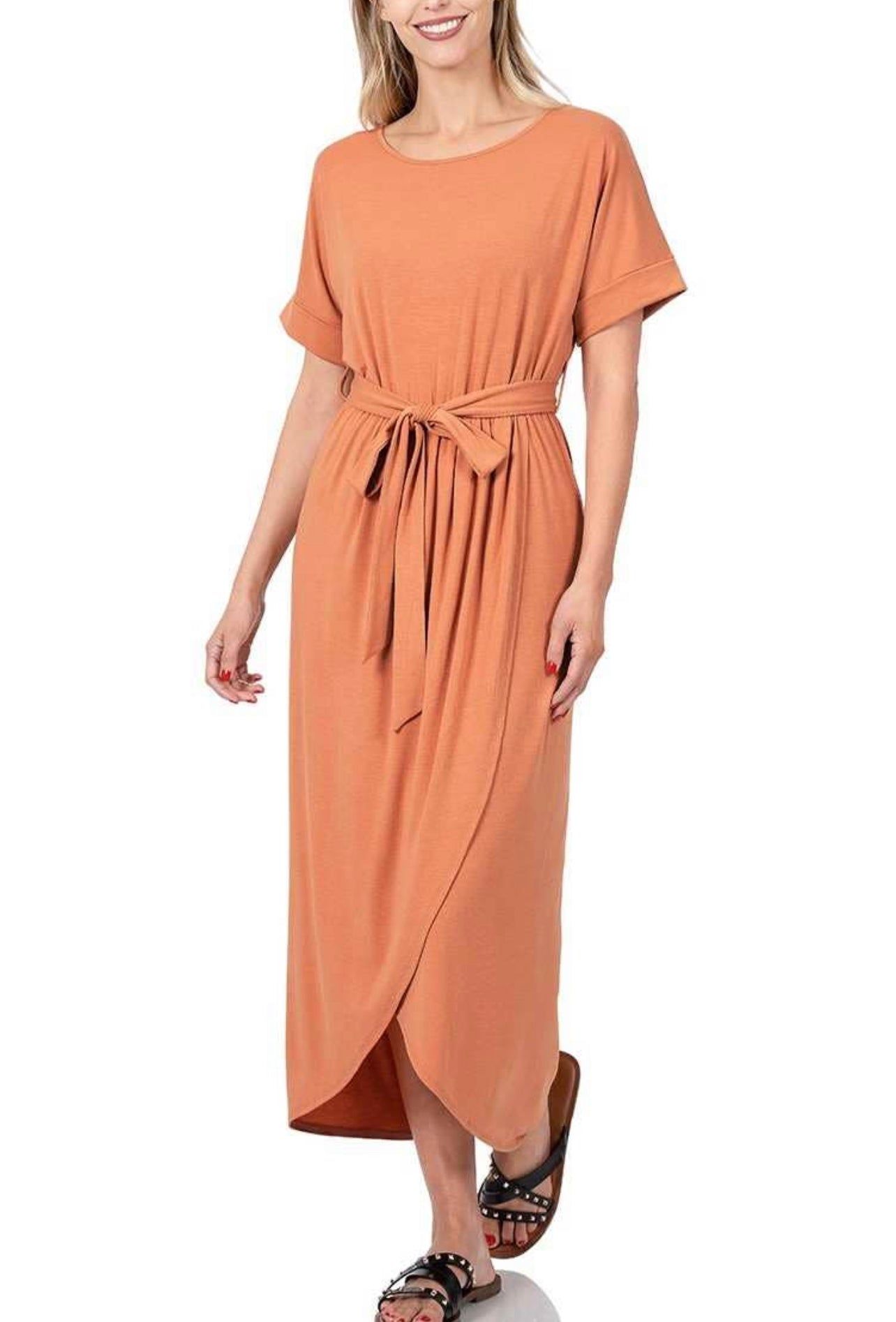 Teacher Teacher! Belted Tulip Long Dress