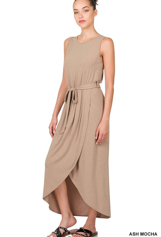 Just Me 2! Belted Sleeveless Tulip Dress