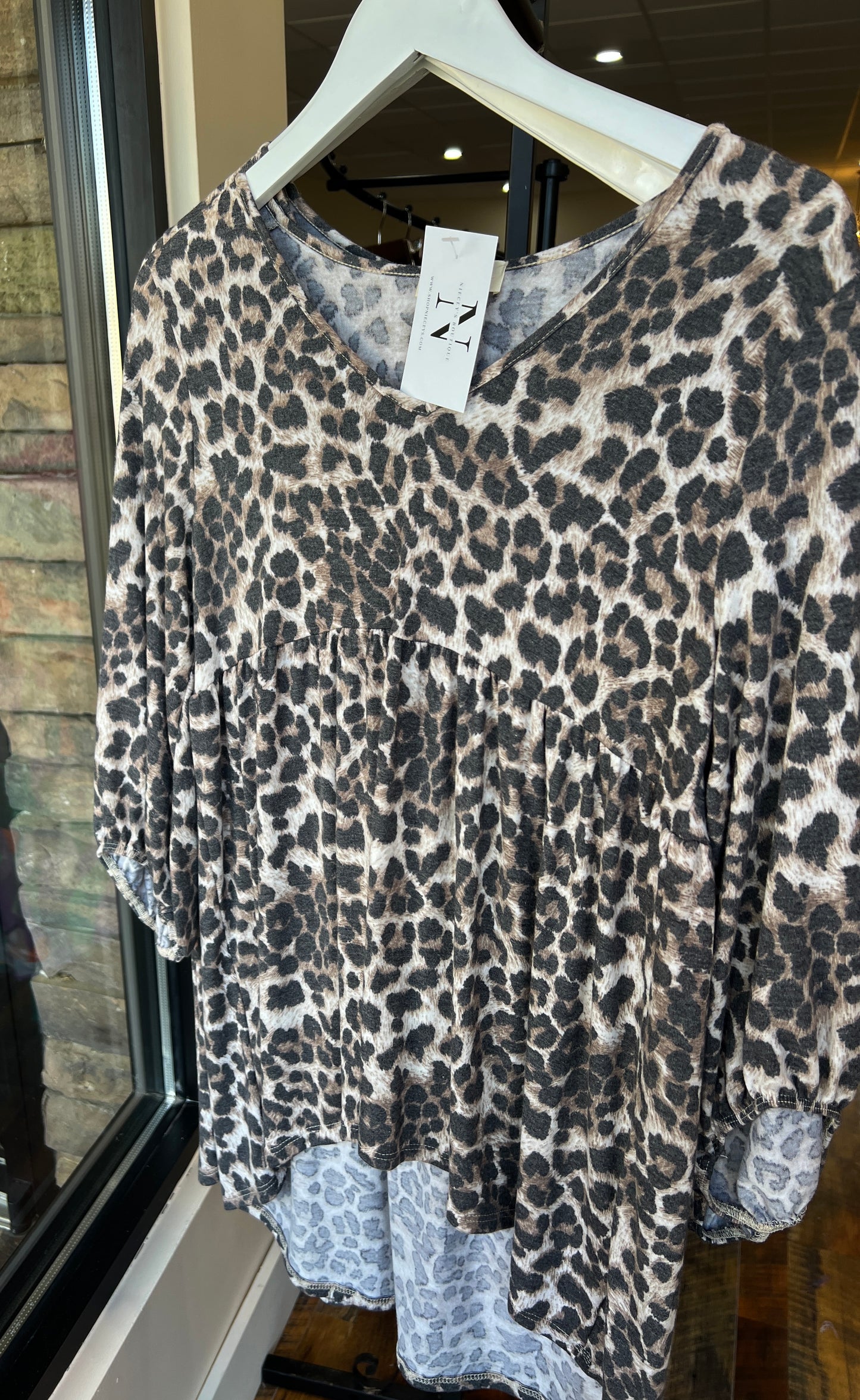 Leopard Print Babydoll Top