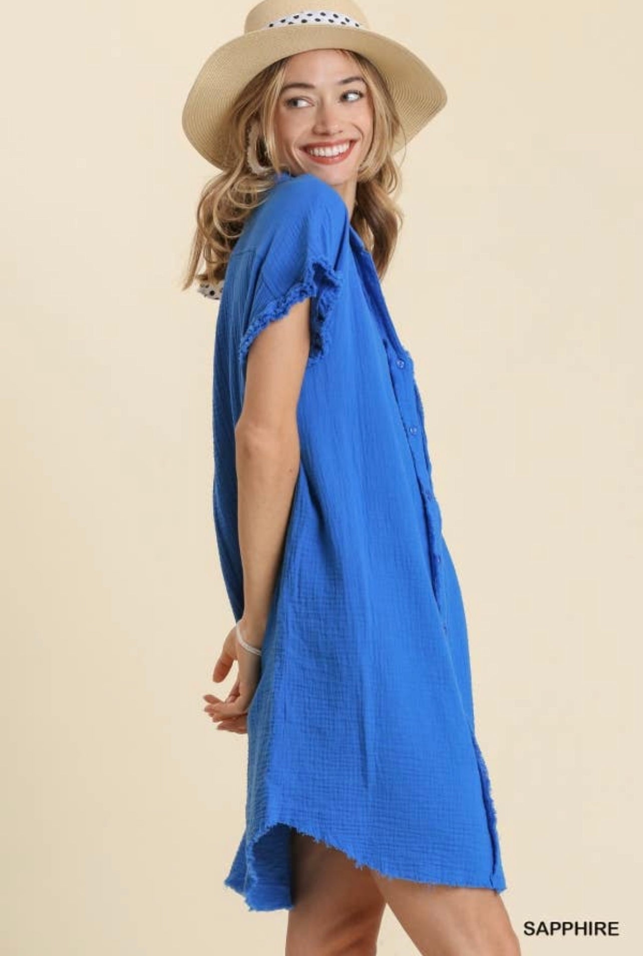 Swept Away Button Down Short Sleeve Shirt Dress