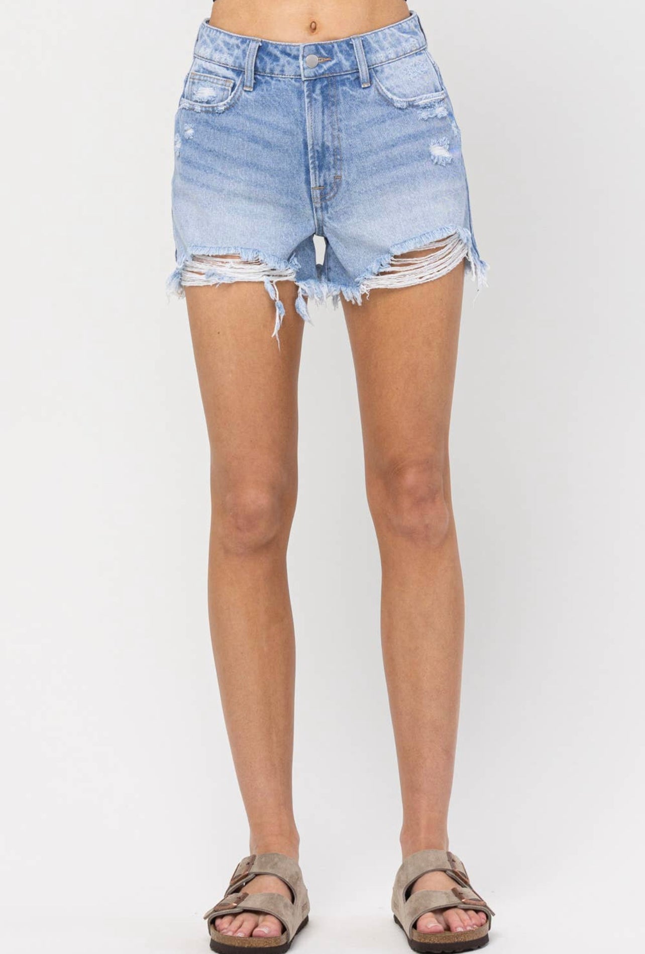 Distressed Denim Shorts